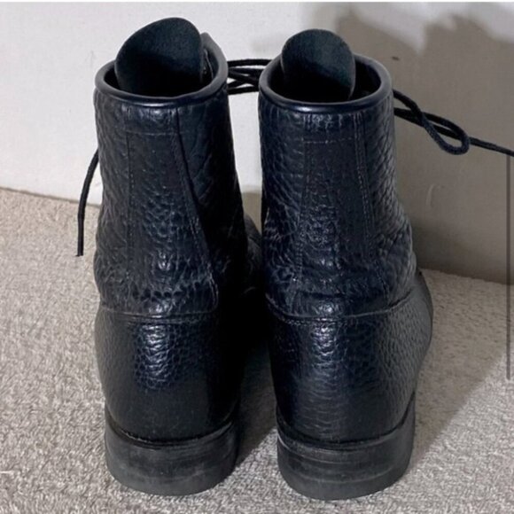 Vintage Justin Boots Black Pebbled Leather Lace Up Packer Boots 6 - Picture 4 of 13